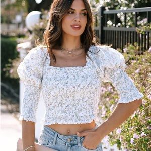 Spring Meadow Cotton Floral Smocked Top (New w/tags)